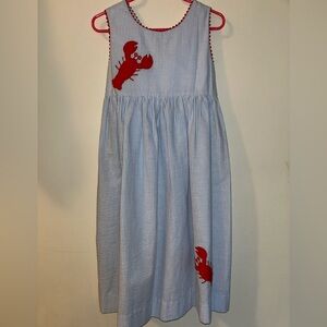 Betti Terrell By Johnston Girls Lobster Seersucker Crisscross Dress Size 6